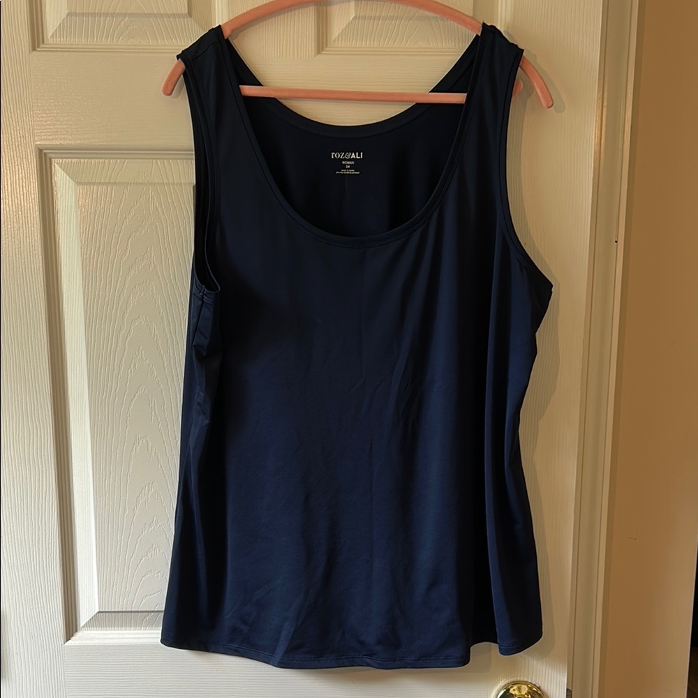 Roz & Ali Fitted Blue Sleeveless Tank Top